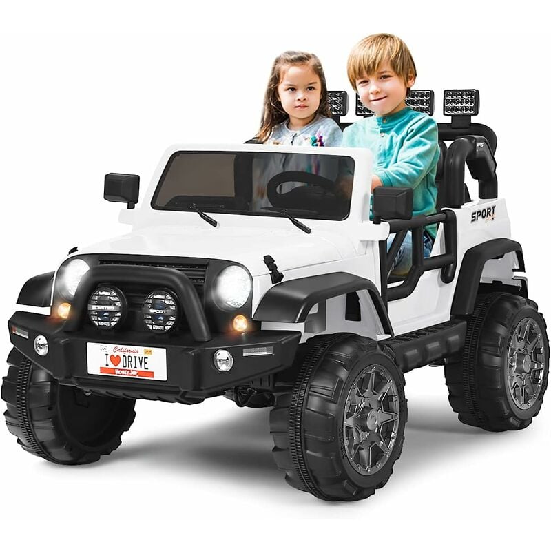 foto del prodotto costway auto macchina elettrica per bambini 12v, veicolo elettrico a batteria a 2 posti, con telecomando 2,4 g, porta usb e aux, per bambini 3 