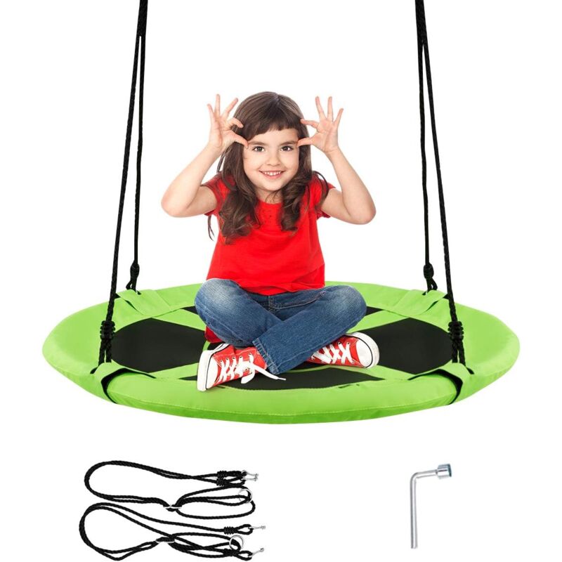 foto del prodotto costway balan oire nid d oiseau ronde 100cm, charge maximal 150kg, balan oire ext rieure pour enfants et adultes, hauteur r glable de 100 180cm
