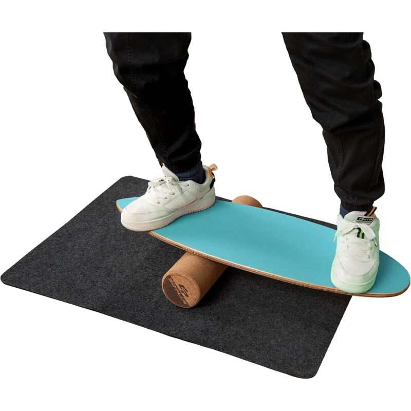 foto del prodotto costway balance board in legno, tavola di equilibrio con rullo e tappetino per allenamento skateboard hockey snowboard surfing, per esercizi