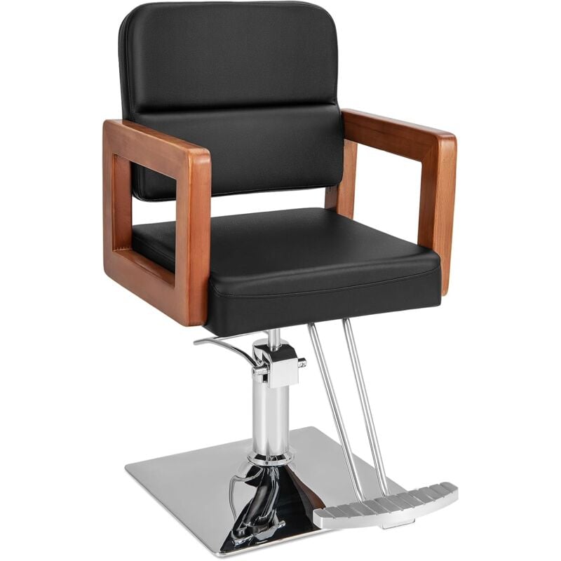 foto del prodotto costway barberpub poltrona da barbiere, sedia da barbiere girevole a 360 , regolabile in altezza, con braccioli in legno massello, portata 150 kg,