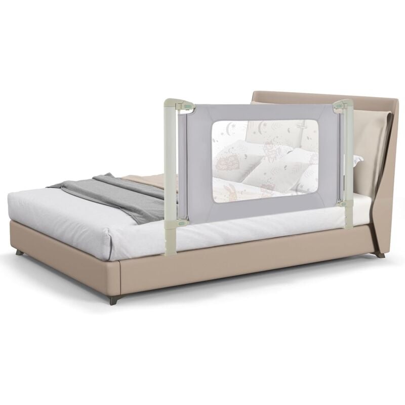 foto del prodotto costway barriera letto 150 cm, sponda di sicurezza per bambini, altezza regolabile, spondina letto anti caduta, adatto a bambini da 0 3 anni 150