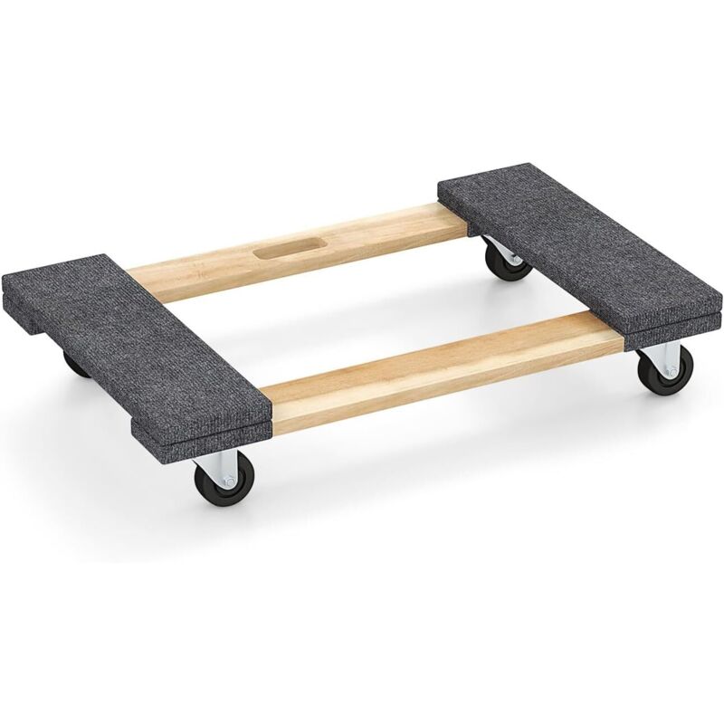 foto del prodotto costway base con ruote in legno di acacia, carrello a pianale con maniglia per trasporto, concon capacit di carico di 450 kg, 77 x 47 cm 2 