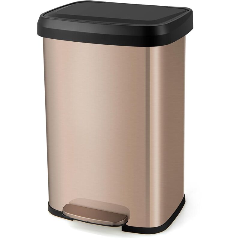 foto del prodotto costway bidone per pattumiera da 50 l, pattumiera da cucina con pedale, coperchio e scomparto deodorante, ideale per casa ufficio, rosa