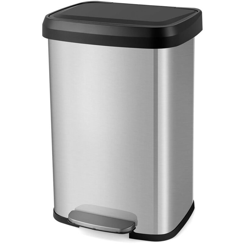foto del prodotto costway bidone per pattumiera da 50 l, pattumiera da cucina con pedale, coperchio e scomparto deodorante, ideale per casa ufficio, rosa