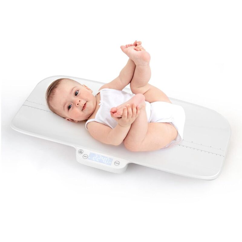 foto del prodotto costway bilancia digitale per neonati e bambini, bilancia multifunzione accurata con 4 unit di misure, funzione hold e tara, 2 scale graduate,