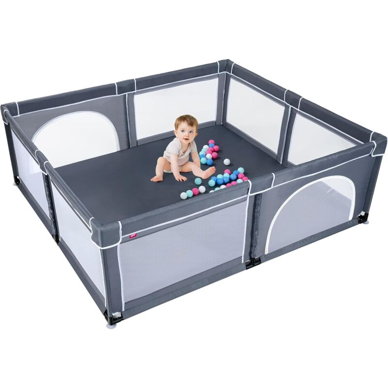 foto del prodotto costway box per bambini, centro attivit portatile con cancelli di sicurezza, con retri traspiranti e ventose antiscivolo, cancello 50 palline