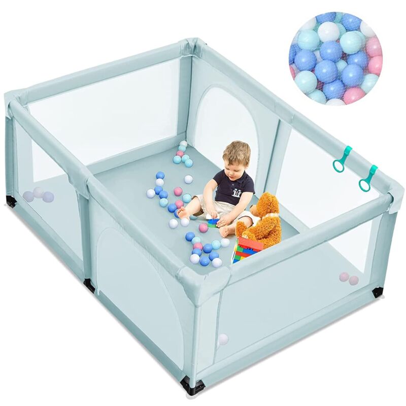 foto del prodotto costway box per bambini, centro attivit portatile e sicuro per bambini, box colorato con cancello, recinto extra per interno ed esterno con rete