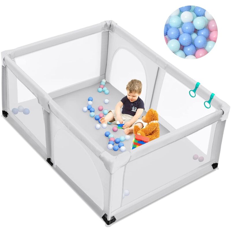 foto del prodotto costway box per bambini, centro attivit portatile e sicuro per bambini, box colorato con cancello, recinto extra per interno ed esterno con rete