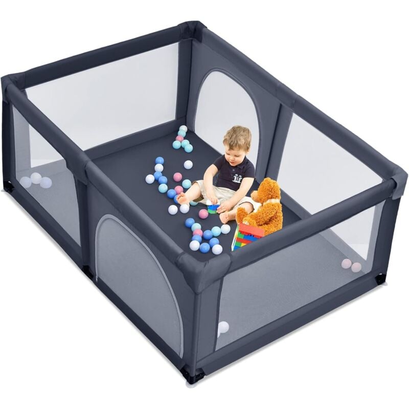foto del prodotto costway box per bambini, centro attivit portatile e sicuro per bambini, box colorato con cancello, recinto extra per interno ed esterno con rete