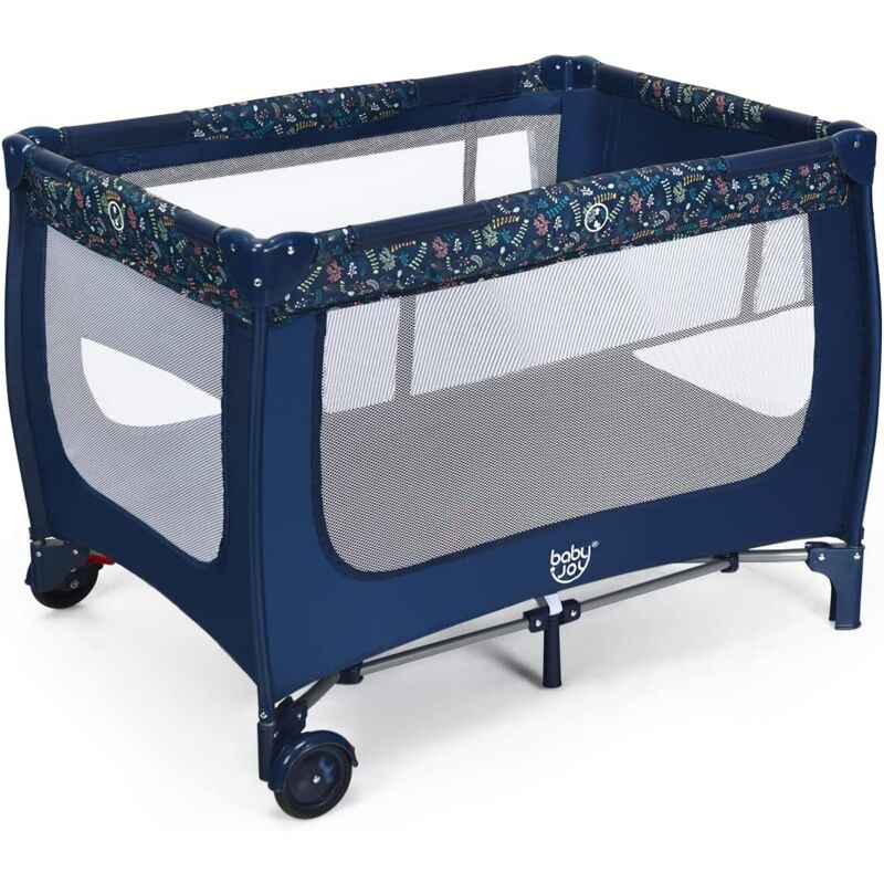 foto del prodotto costway box portatile per bambini, lettino multifunzionale con rete traspirante e design pieghevole, ideale per bambini 0 36 mesi carico massimmo