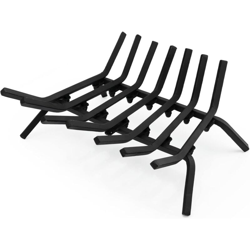 foto del prodotto costway brucialegna per camino da 46 cm, portalegna in ferro battuto con 7 barre da 14 mm, design a v e altezza elevata, supporto per legna per