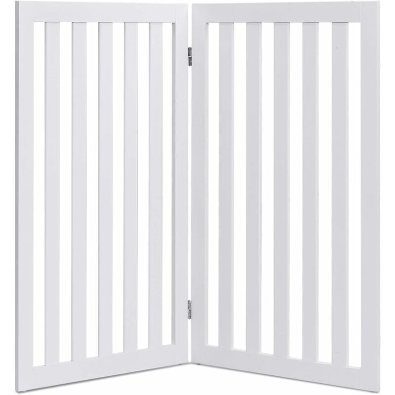 foto del prodotto costway cancelletto per cani pieghevole in legno con 2 ante, ideale per scale, soggiorno e cucina, 89 x 101 cm, bianco