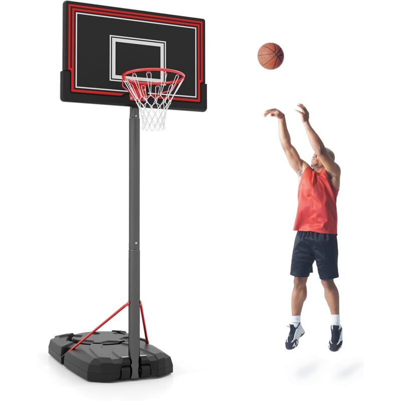foto del prodotto costway canestro da basket da esterno regolabile in altezza 230 305 cm con tabellone resistenza agli urti da 110 cm, ruote e base riempibile,