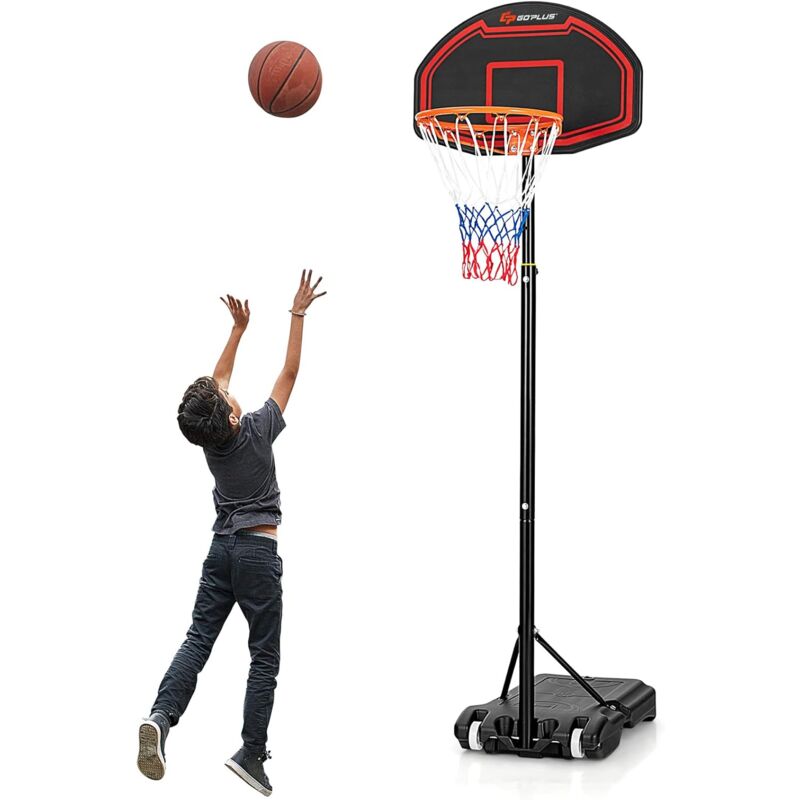 foto del prodotto costway canestro da basket per bambini portatile e regolabile in 5 altezze, con rete durevole e tabellone infrangibile, utilizzabile all interno ed