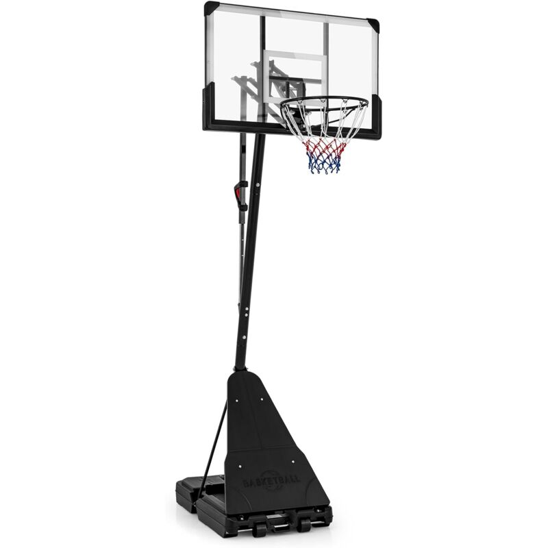 foto del prodotto costway canestro da basket regolabile 150 365 cm in altezza per bambini ed adulti, canestro con piantana con ruote, canestro con asta e base