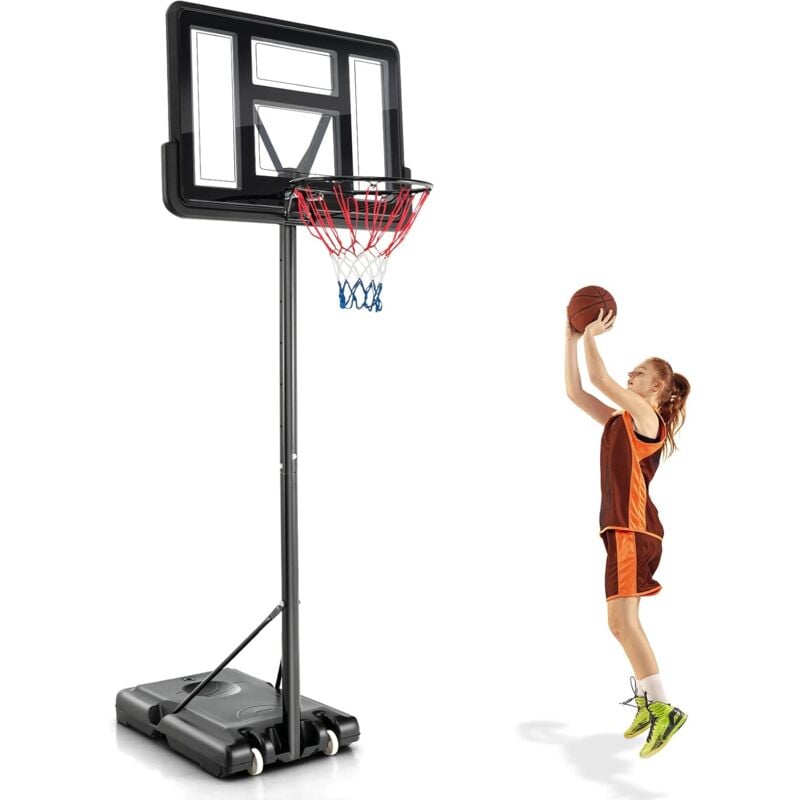foto del prodotto costway canestro da basket regolabile in altezza 130 305 cm, resistente alle intemperie con tabellone da 49 pollici, canestro da basket