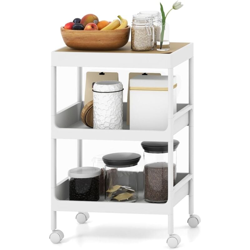 foto del prodotto costway carrello da cucina a 3 4 piani, carrello con vassoio staccabile e ruote bloccabili, carrello multiuso per cucina bagno lavanderia spazi