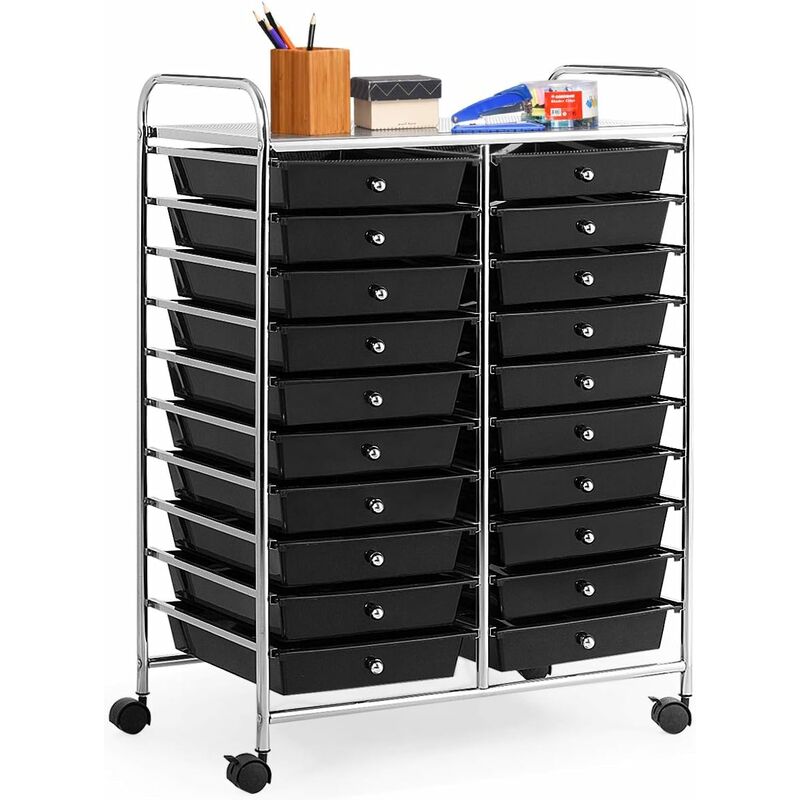 foto del prodotto costway carrello di stoccaggio con 20 cassetti, carrello portaoggetti con 4 ruote, carrello multiuso per scuola ufficio cucina, 64 x 39 x 88 cm