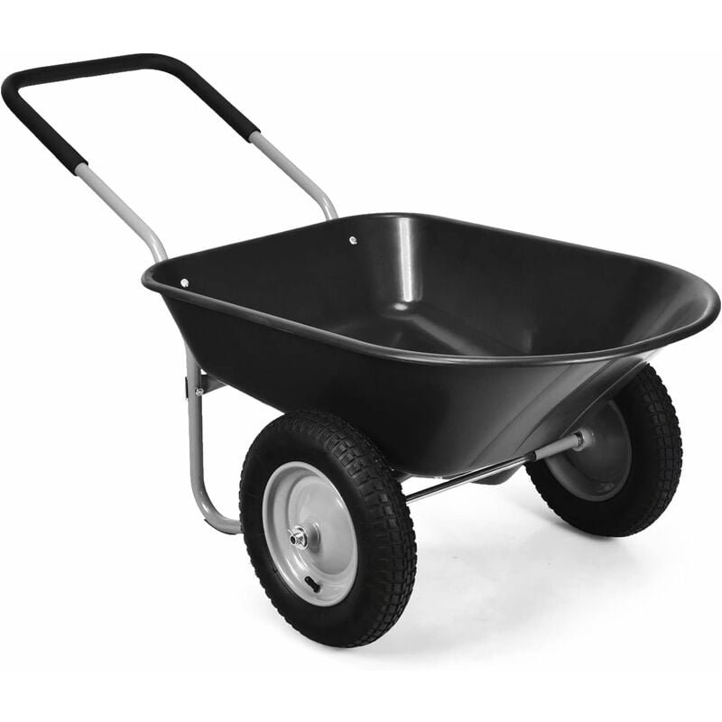 foto del prodotto costway carriola con 2 ruote da giardino, carrello resistente con struttura in acciaio robusto, ruote pneumatiche 35,5 cm, capacit 75l, portata max