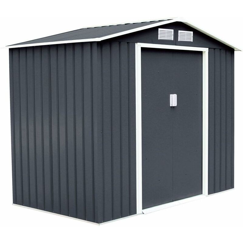 foto del prodotto costway casetta da giardino per attrezzi con base in metallo, porte scorrevoli, maniglie, tettoia e sfoghi, capanno da esterno per giardino,