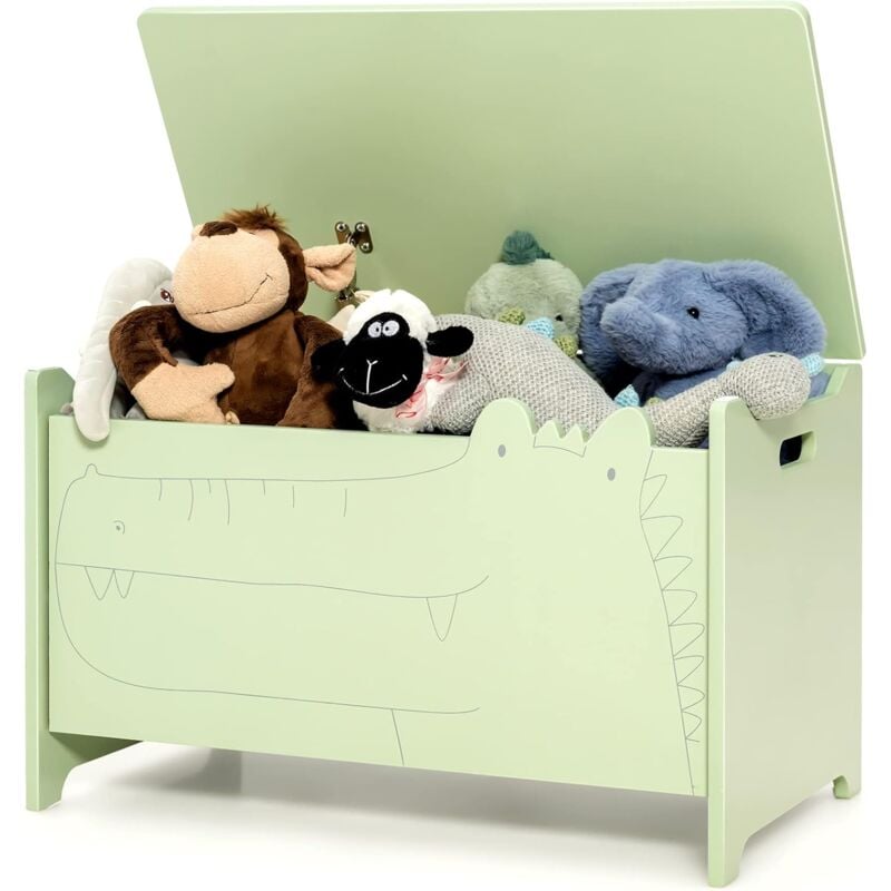 foto del prodotto costway cassapanca contenitore per bambini, cassapanca portagiochi in legno con coperchio apribile, baule portagiocattoli per cameretta dei