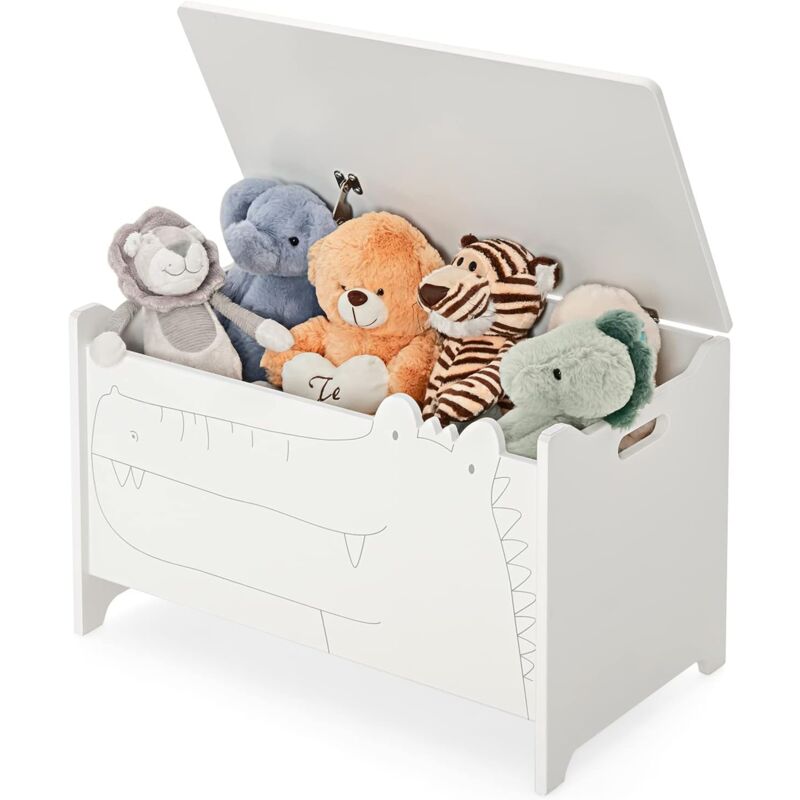 foto del prodotto costway cassapanca contenitore per bambini, cassapanca portagiochi in legno con coperchio apribile, baule portagiocattoli per cameretta dei