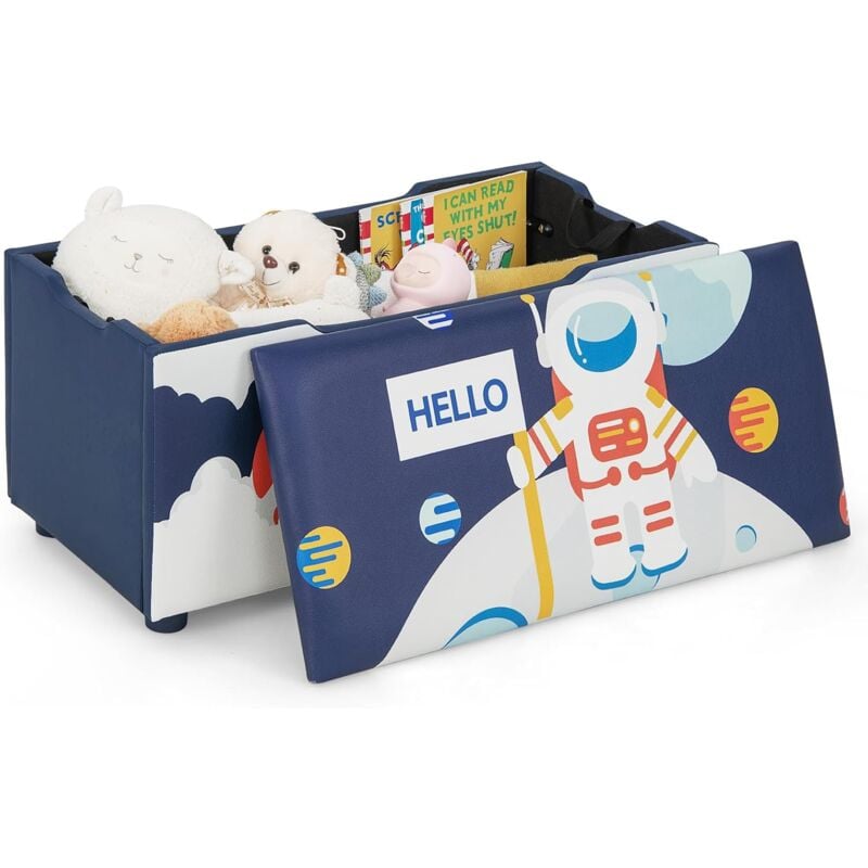 foto del prodotto costway cassapanca per bambini in legno, panca 2 in 1 per bambini con coperchio rimovibile, organizer per bambini per soggiorno, cameretta e nido, 75