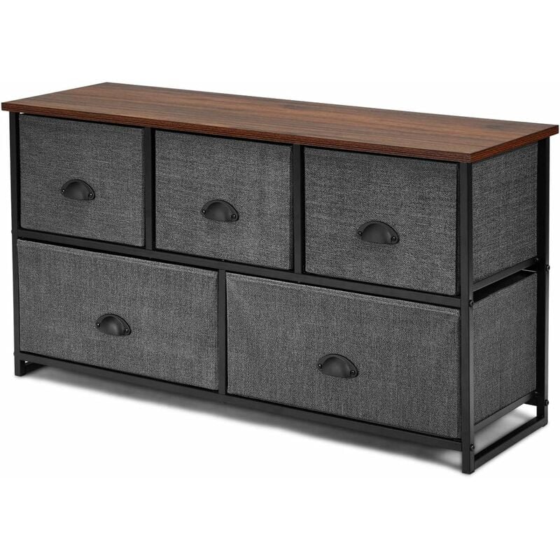 foto del prodotto costway cassettiera 5 cassetti, mobiletto multiuso salvaspazio, per camera da letto bagno ingresso, 100x30x53,5cm