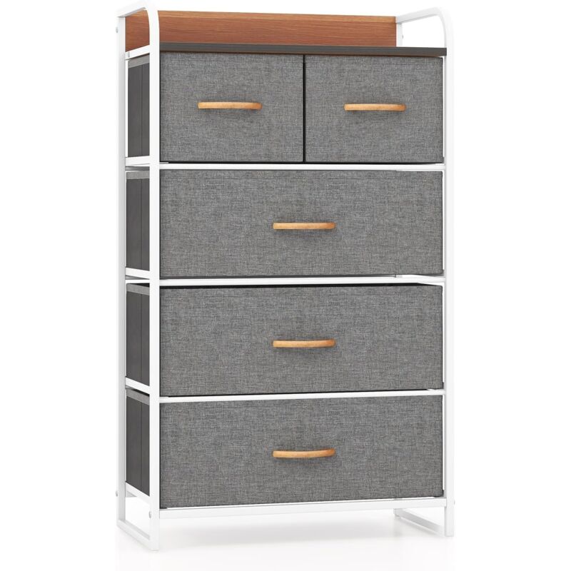 foto del prodotto costway cassettiera con 4 5 cassetti, organizer verticale con cassetti pieghevoli in tessuto, cassettiera armadietto, com con struttura in acciaio