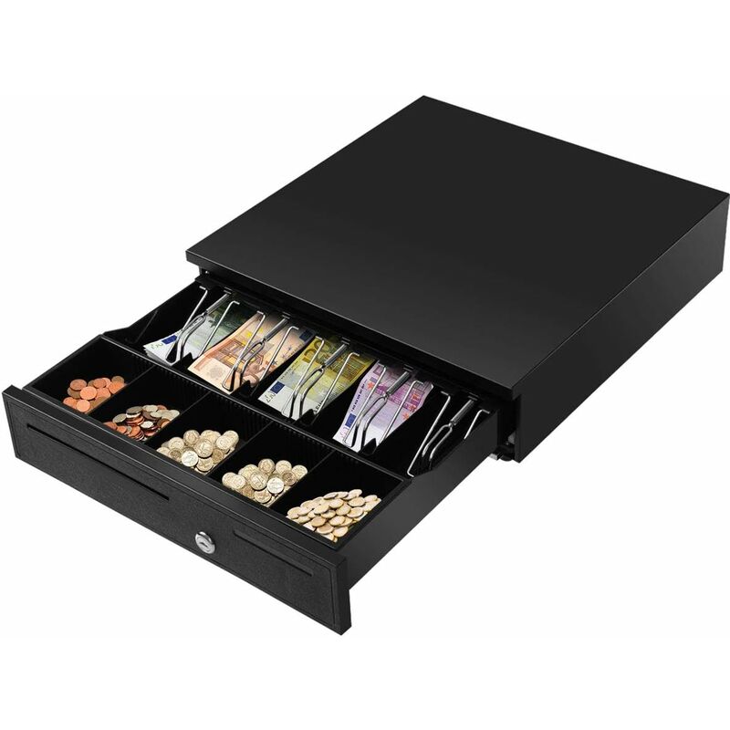 foto del prodotto costway cassetto portasoldi, cassetto porta contanti, cassetto per registratore di cassa, 5 scomparti per monete e 5 scomparti per banconote,