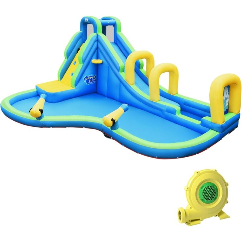 foto del prodotto costway castello gonfiabile 3 in 1 per 4 bambini 4 12anni con scivolo piscina muro arrampicante con borsa di trasporto kit di riparazione