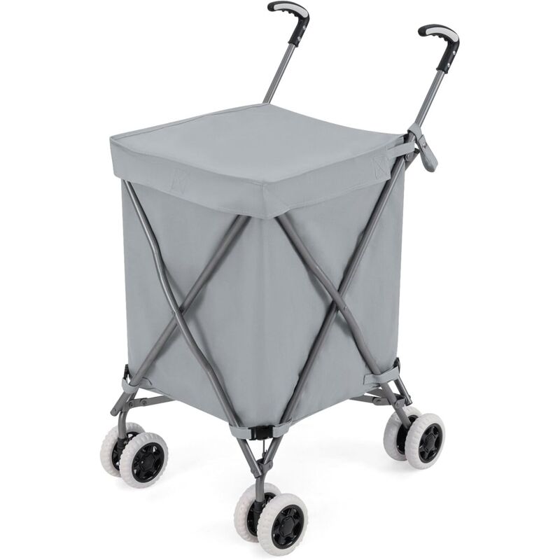foto del prodotto costway chariot de courses pliable 90 l sac oxford amovible impermeable et 2 roues freinage, caddie march structure en acier en forme de x, charge