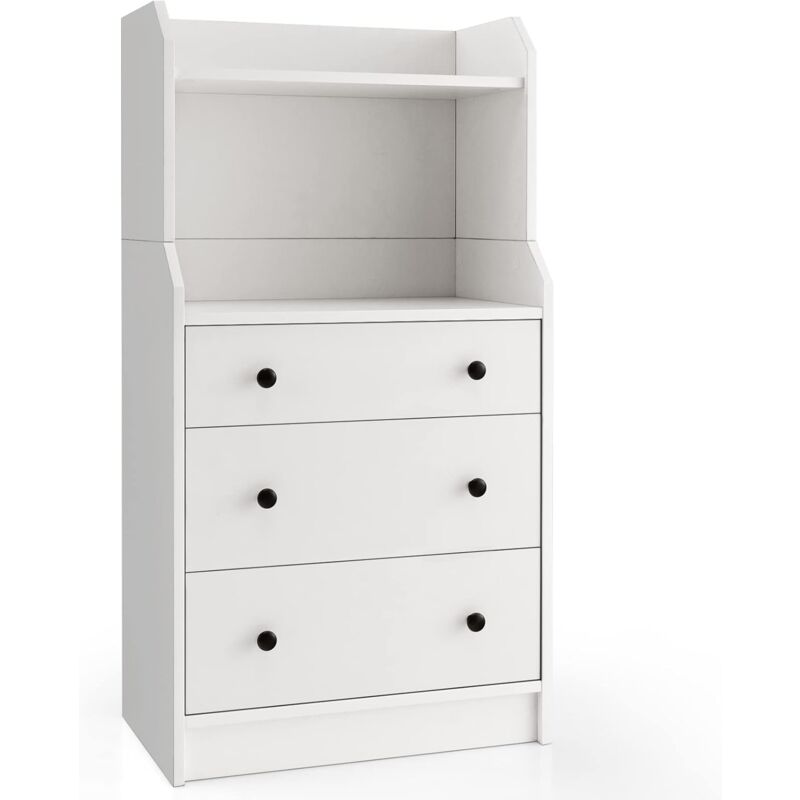 foto del prodotto costway com a 3 cassetti con mensole, organizzatore di stoccaggio multiuso, cassettiera moderna con dispositivo anti ribaltamento per soggiorno