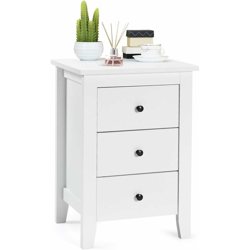 foto del prodotto costway comodino con 3 cassetti, cassettiera da letto, tavolino spazioso con struttura resistente, per salone e camera da letto, 46 x 37 x 65 cm