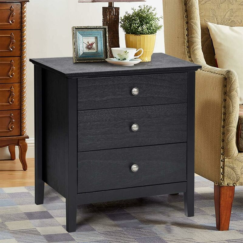 foto del prodotto costway comodino con 3 cassetti, comodino moderno con 3 cassetti, tavolino di legno, con ampio spazio per casa, ufficio, salone, camera da letto, 60