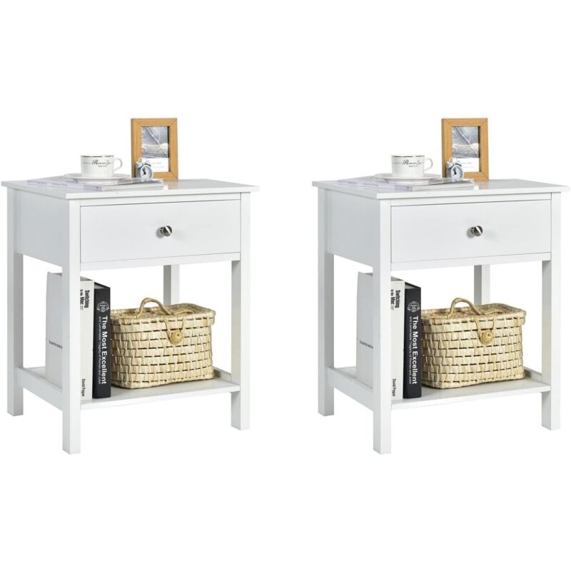 foto del prodotto costway comodino con cassetto, tavolino in legno con 2 livelli, cassettiera da letto multifunzionale per salone camera da letto corridoio, 48 x 40