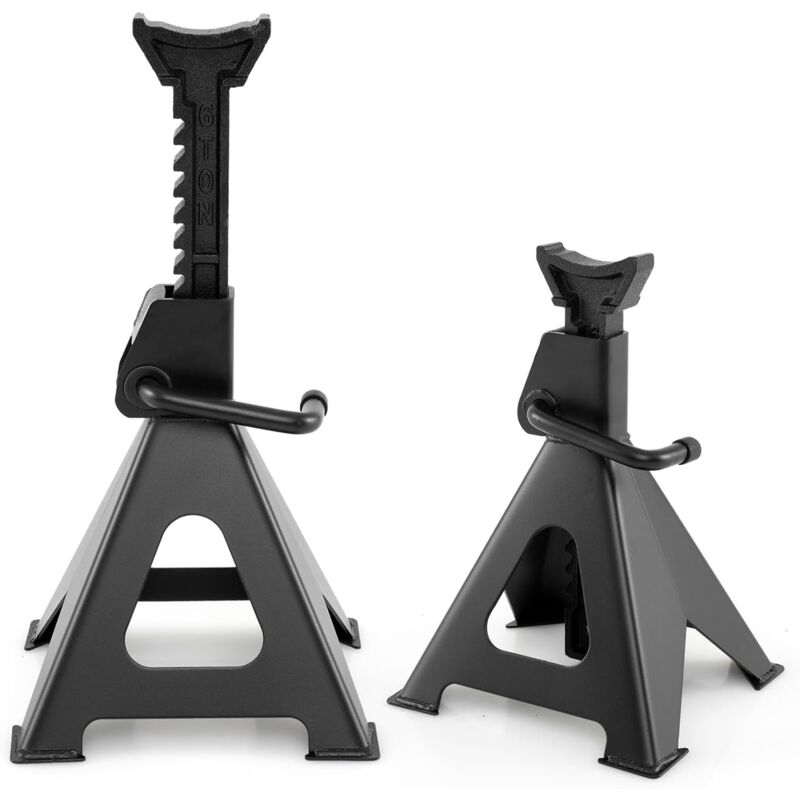 foto del prodotto costway coppia di cavalletti per auto con portata di 6 tonnellate, cavalletti auto treppiedi a cremagliera altezza di sollevamento 360 585 mm,