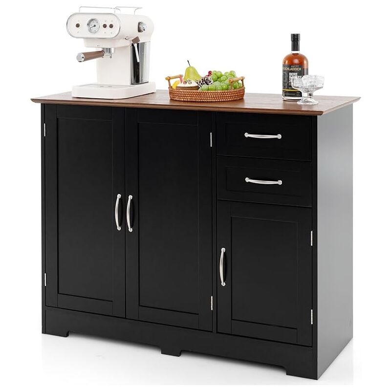 foto del prodotto costway credenza buffet, armadio di stoccaggio moderno con 2 ante e 2 cassetti, ripiano regolabile, per cucina, sala da pranzo, 100 x 40 x 78 cm