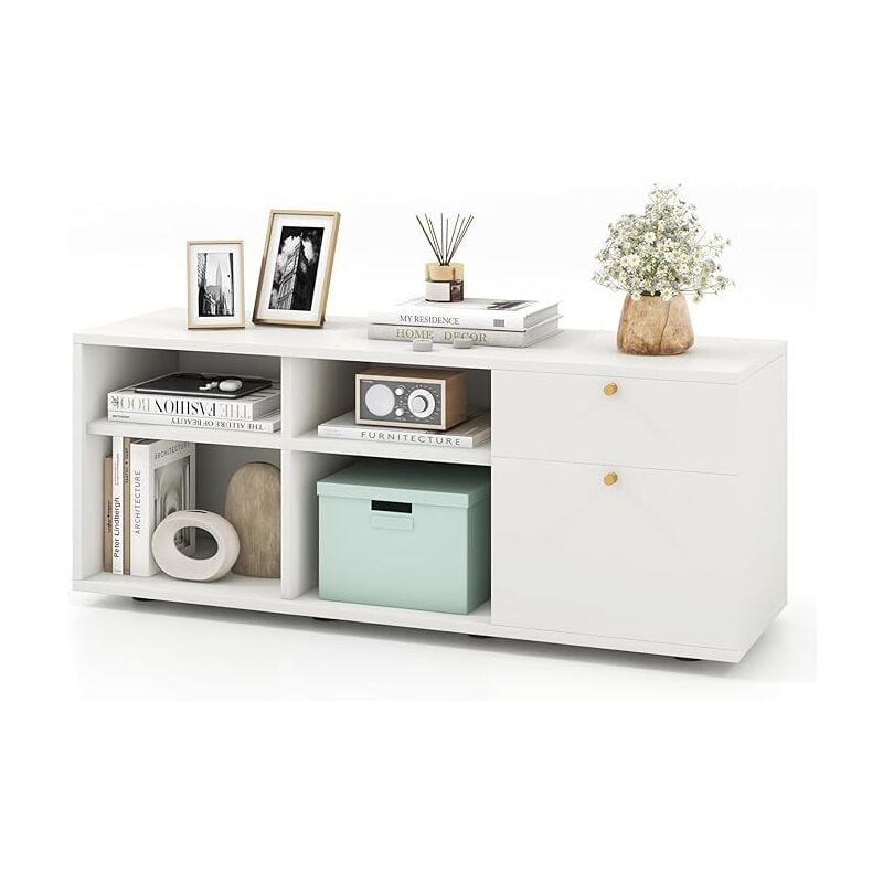 foto del prodotto costway credenza buffet da cucina, armadio buffet moderno con cassetti e scomparti aperti, armadio da cucina con gambe in metallo, per cucina, sala
