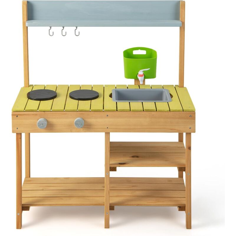 foto del prodotto costway cucina per bambini da esterno, cucina giocattolo con serbatoio d acqua rimovibile rubinetto realistico lavello staccabile, gioco cucina da