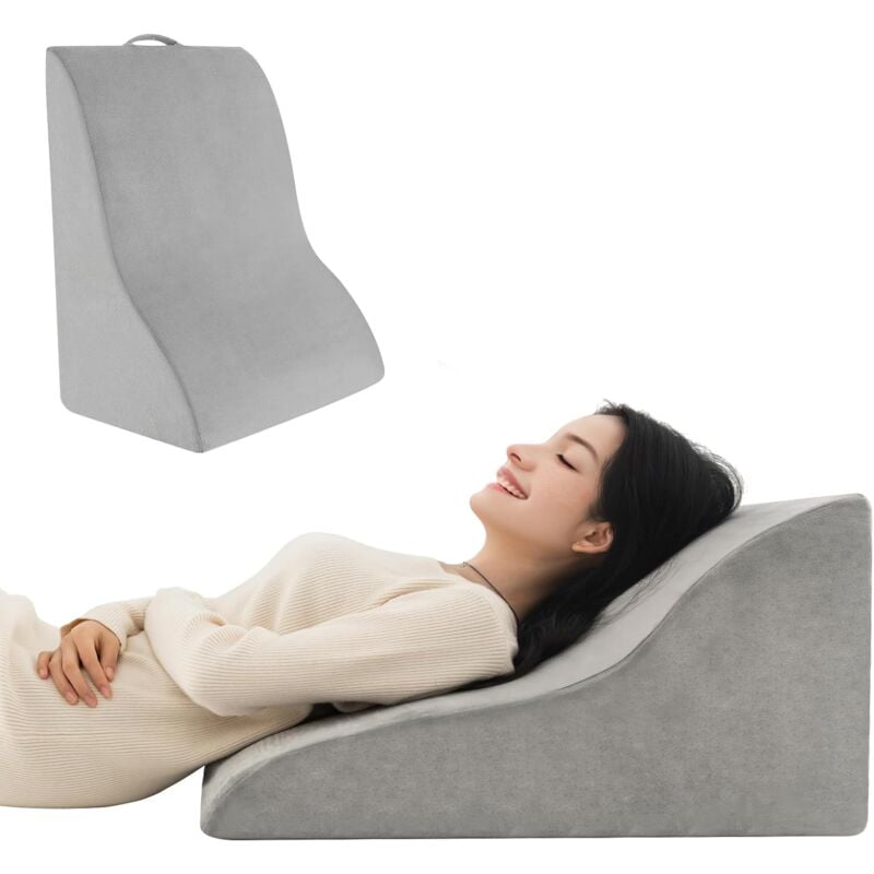 foto del prodotto costway cuscino a cuneo per letto e divano, cuscino con design curvo unico e fodera lavabile, cuscino a cuneo ergonomico in spugna, per camera da