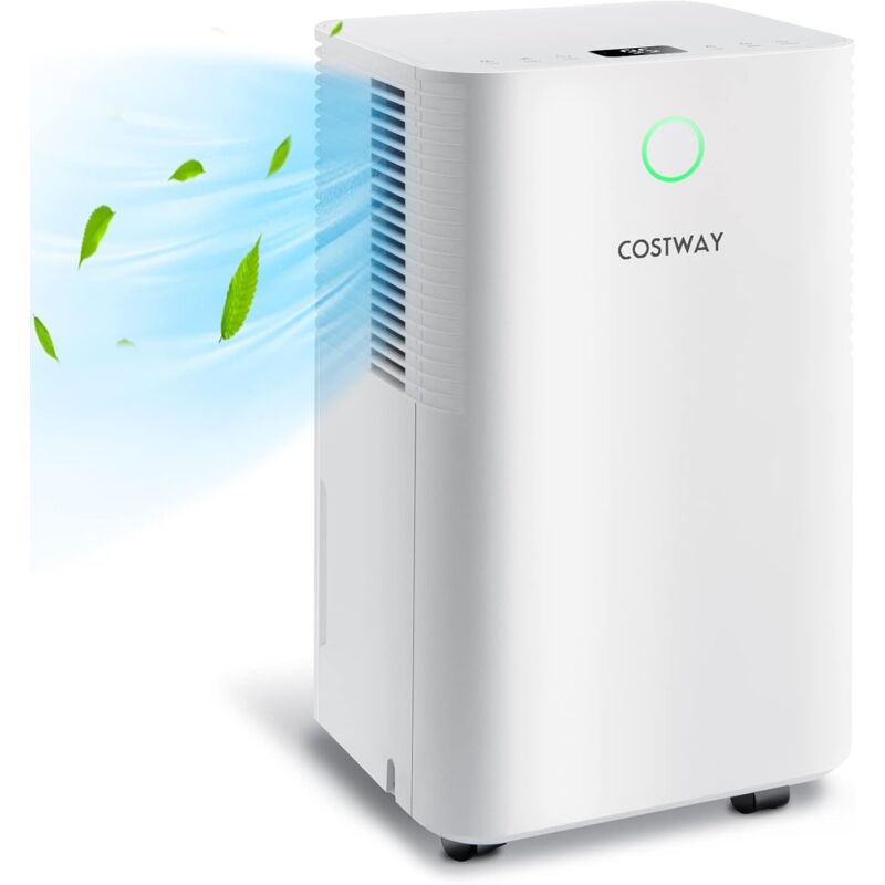 foto del prodotto costway deumidificatore casa 15 m2 15 l con 3 modalit , 2 velocit , timer 24 ore, scarico automatico o manuale, serbatoio dell acqua 2 l, auto