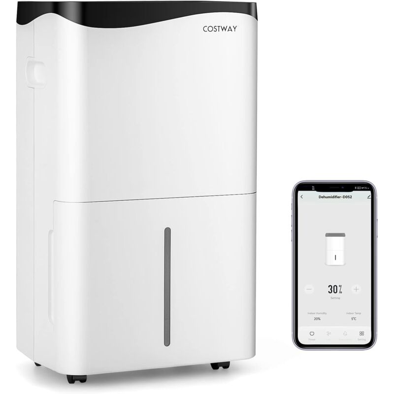 foto del prodotto costway deumidificatore casa 50 l 24h 60 m2, deumidificatore ambiente con 4 modalit e 2 velocit , pannello touch o controllo wifi, timer 24 h,