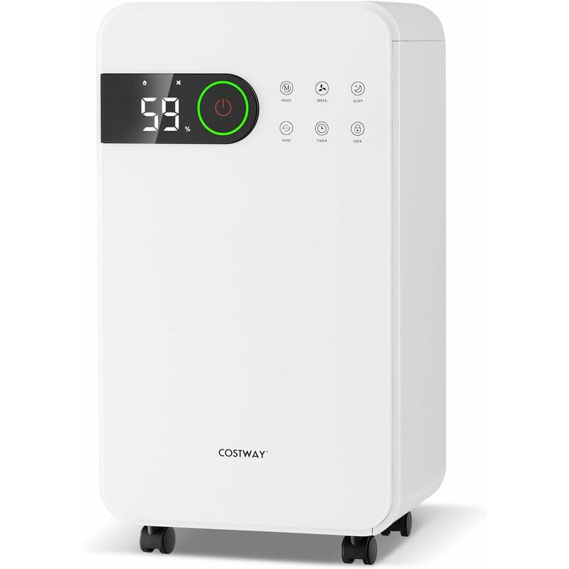 foto del prodotto costway deumidificatore per casa, 15 l deumidificatore con modalit sonno, timer 24 h, indicatore led a 3 colori e blocco di sicurezza per bambini,