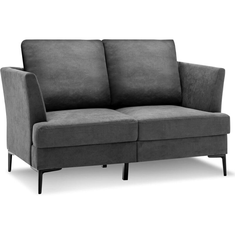 foto del prodotto costway divano imbottito a 2 posti, divano moderno con cuscini e braccioli, gambe in acciaio, sofa per soggiorno appartamento ufficio, 141x80x72cm