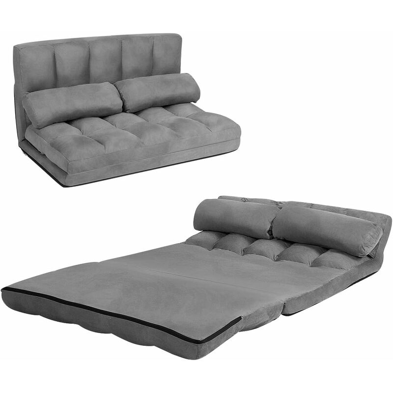 foto del prodotto costway divano letto da terra con 2 cuscini, divano letto pieghevole con schienale regolabile a 6 livelli, ideale per camera da letto e soggiorno