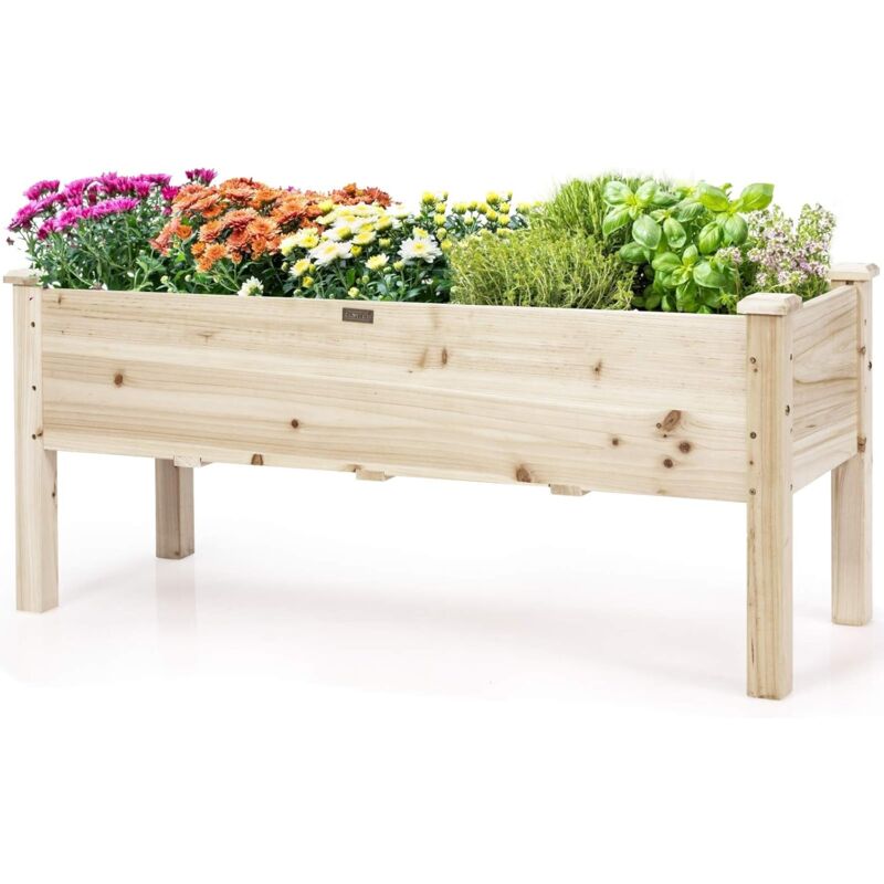 foto del prodotto costway fioriera da esterno in legno, fioriera rialzata per coltivazione di ortaggi, fiori, erbe e frutta, fioriera per balcone, giardino e