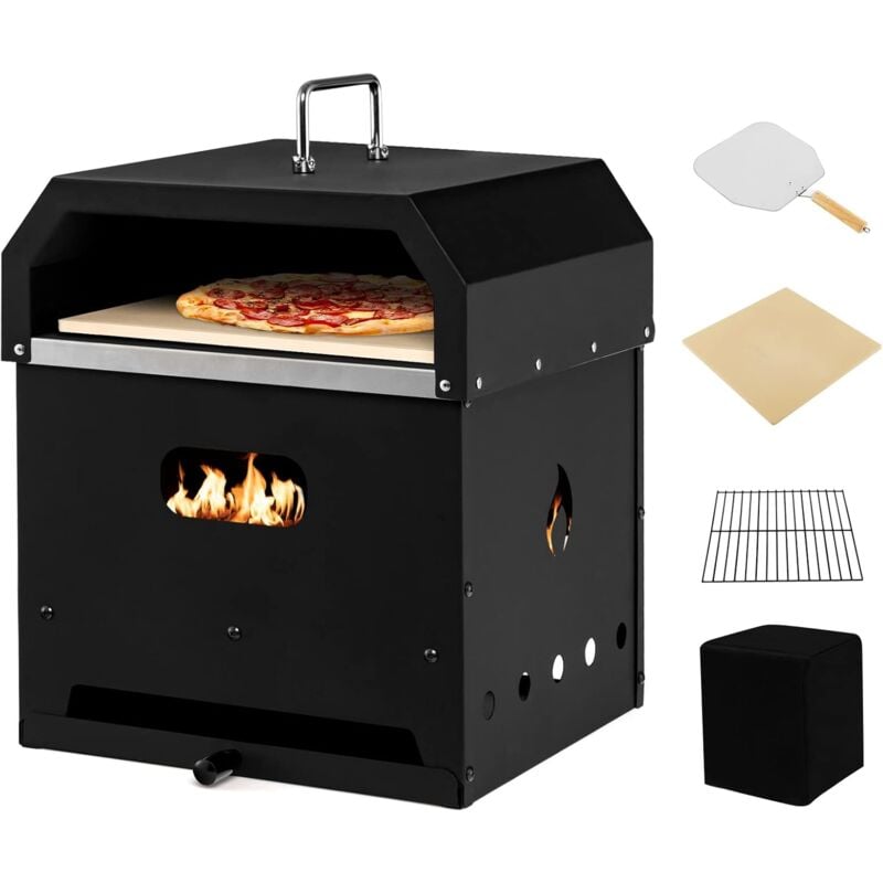 foto del prodotto costway forno per pizza portatile da esterno forno a 2 strati staccabile, pietra per pizza, pala per pizza, griglia bbq e copertura impermeabile,