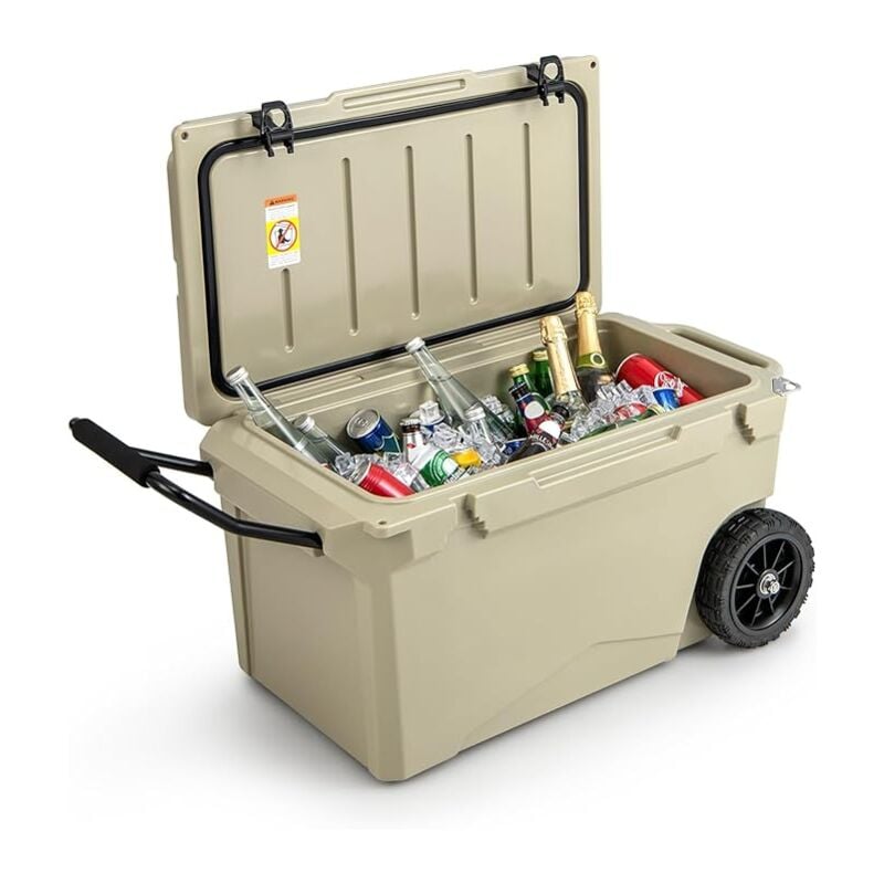 foto del prodotto costway frigorifero portatile da 71 litri con ruote, frigorifero da campeggio con manico, frigo portatile resistente per esterni a tenuta stagna,
