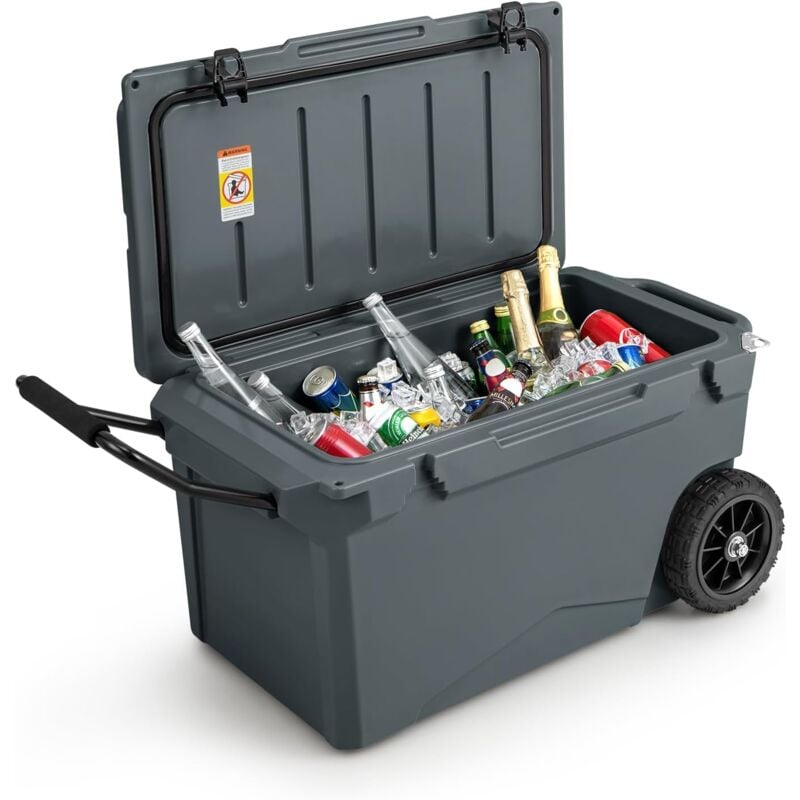 foto del prodotto costway frigorifero portatile da 71 litri, frigorifero da campeggio con portabicchieri integrati, regolo e apribottiglie, per barbecue, campeggio,